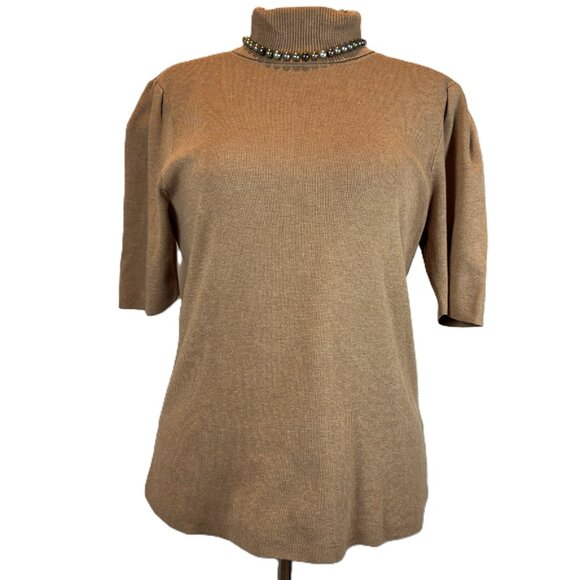 Alfani Sweaters - Alfani | Women's Turtleneck Elbow-Sleeve Pullover | Brown | Size L |Fall Staple
